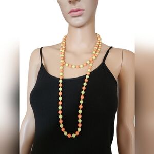1970's Neon Orange & Green Plastic Beads